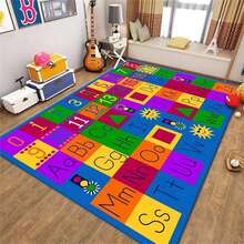 EGIDOO Educational Area Rug 120cm*180cm, 4x6ft, With ABC Numbers Math Symbols And Animal Shapes, Reading Alphabet Kids Rugs For Kindergarten Book Area, Colorful Classroom Playroom Carpets For Kitchen Home Office Dorm - Multicolor - View 3