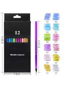 12/24 Stücke Metallisch schwarze Holzfarbstifte, kreative Kritzelei Stifte zum Malen, Graffiti und DIY handgefertigte künstlerische Minen