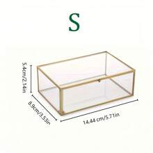 Rectangular Glass Jewelry Display Storage Box, Decorative Box For Storing Jewelry, Rings, Bracelets On Vanity ,Room Decor - Clear - View 3