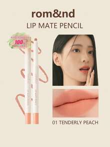Rom&nd Romand Lip Mate 唇線筆 0.5g/0.02oz，唇線筆，臉部彩妝，持久顯色，長效持妝，濃郁顯色，塗抹順滑，高顯色度，可伸縮筆尖，方便塗抹，01 蜜桃粉 - 1 Tendery Peach - 查看 1