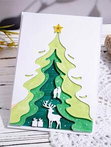 1pc Christmas Metal Cutting Die, Christmas Tree Shaped Cutting Die Mold, Carbon Steel Mold Tool For DIY Paper Card Crafts, Greeting Cards, Embossing Decorations, Home Projects Home Decor Christmas Decorations Room Decor