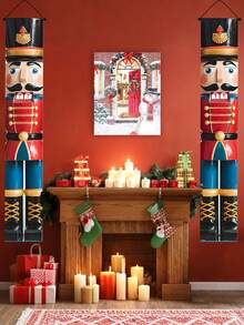 1 Set di Grandi Striscioni Natalizi per Porta da 180 cm con Stampe a Quadri e Festive, Cartelli Appesi per Portico per Decorazioni Natalizie Interne ed Esterne per Ingresso Invernale