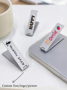 1pc Customized Pattern, Text, Logo Portable Foldable Mini Phone Stand, Multi-Functional Desktop Holder Suitable For All Phones, Great For Team Gifts