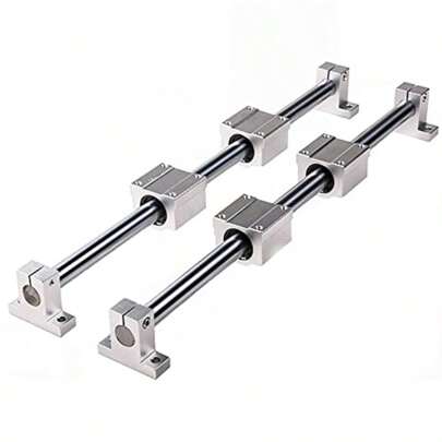 2Pcs Linear Motion Rod Shaft Slide Guide D 12mm X L 15.75 Inch 400mm + 4Pcs Block Bearings SCS12UU + 4Pcs Aluminum Rail Support SK12 Linear Motion Set Kit For 3D Printer DIY CNC