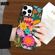Funda protectora para phone con orificios grandes, diseño de flores. Compatible con phone 16 Pro Max, 16, 15 Pro, 14, 14 Plus/14 Pro Max, 13, 13 Pro, 12 Pro y 11/11 Pro. Regalos para cumpleaños y festivales - Negro - Ver 2