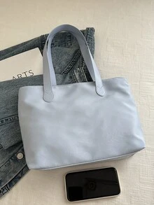 Bolso de hombro de gran capacidad de unicolor y minimalista, adecuado para compras, billetera, paseos, mujeres jóvenes, estudiantes universitarios, recién casados, ejecutivos. Ideal para oficina, universidad, trabajo, negocios, viajes al trabajo, actividades al aire libre, viajes y salidas.