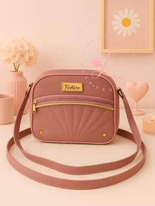Women's Crossbody Bag With Fashion Embroidery, Modern Design - 乾枯玫瑰色 - 查看 1