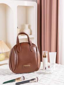 1pc Shell Shaped Cosmetic Bag, Travel Portable Organizer Pouch, PU Leather Waterproof Handbag - Multicolor - View 11