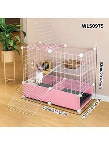 Indoor Small Pet Cage With Tray, Rabbit Hutch With Litter Box, Suitable For Kittens - Multicolor - View 12