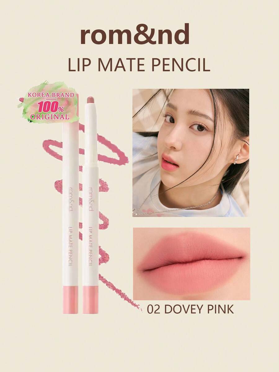 Rom&nd Romand Lip Mate 唇線筆 0.5g/0.02oz,臉部彩妝,長效顯色,長效持久,濃郁色彩,塗抹順滑,高顯色度,可伸縮筆尖,方便使用,02 Dovey Pink - 02 多維粉紅色 - 查看 1