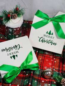 5 حقائب هدايا عيد الميلاد مع شجرة وشريط ربطة، صناديق هدايا ورقية صغيرة، لحفلات العطلات والأعياد والاحتفالات ذات الموضوع، ديكور عيد الميلاد