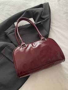 1 buah Tas Tote Minimalis Vintage dengan Resleting, Dilengkapi Kantong dan Dua Pegangan, Cocok untuk Penggunaan Sehari-hari Wanita, Baik untuk Aktivitas Kasual maupun Komuter. - Burgundy - View 10