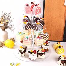 1pc Square Acrylic Cake Stand, Wedding Birthday Party Dessert Cupcake Display Rack - Transparent - View 7