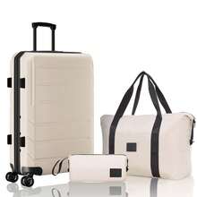 Hueas 3-Piece Carry-On Luggage Set,Expandable ABS+PC Lightweight Hard Shell Suitcases With Spinner Wheels&TSA Lock,Portable Travel Bag And Toiletry Bag,White - Màu be - Xem 1