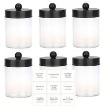 2/3/6pcs Cotton Swab Storage Box, Country Style Decor, Suitable For Cleaning Swabs, Cotton Balls, Cotton Pads, Dental Floss - Transparent Plastic Apothecary Jar, Bathroom Storage Canister, Vanity Makeup Organizer - Multicolor - View 10
