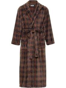 Mens Robe With Hood, Plush Fleece Hooded Mens Bathrobe, Big And Tall Bath Robe For Menhalloween - Espresso Plaid - View 1