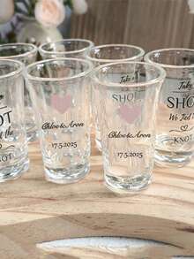 1/3/5/10pcs Personalized Newlywed Mini Wine Glasses, Couple Wedding Favors, Customized Glassware, Wedding Party Gifts, Valentine's Day Gifts, Christmas Gifts - Multicolor - View 4