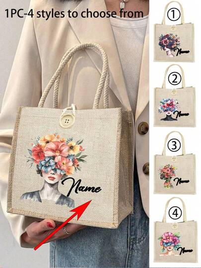 Customizable Tote Bag, Personalized Teacher's Day/Thanksgiving Gift, Lightweight Large Capacity Casual Fashion, Suitable For Wedding, Birthday, Beach, Vacation, School And Other Occasions, Ideal Gift For Women, Mothers, Teachers, Friends, Bridesmaids