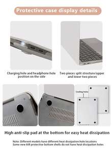 1pc Black Leopard Print Transparent Ultra-Thin Acrylic Laptop Protective Case, Matte Anti-Fingerprint, All-Round Anti-Drop, 2026 New 3D Cooling Holes Design, Suitable For Air13 2025/Pro 16 M4/M3/M2, Business Office Essential Protective Cover - Black - View 11