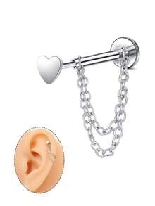 1 chiếc khuyên tai dáng dẹt có dây xích, khuyên tai không ren 16G bằng thép không gỉ, kiểu bấm vào, thích hợp cho sụn tai, vành tai, nắp tai, mũi, unisex, chốt 6mm, khuyên mũi, khuyên môi, khuyên sụn tai, khuyên môi, khuyên mũi Medusa, khuyên nắp tai, trang sức vành tai. - Vàng và Bạc - Xem 22