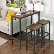 VASAGLE Bar Table, Narrow Long Kitchen Dining Table, Sturdy Metal Frame, Industrial, 15.7 X 39.4 X 35.4 Inches - 棕色 - 查看 4