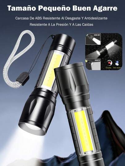 Poderosa linterna LED recargable por USB, impermeable y con zoom, linterna LED para pesca, caza, viajes, Halloween, Navidad y Acción de Gracias