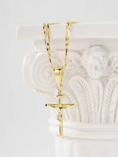 1pc Religious Cross Pendant Necklace Set, Suitable For Women, Versatile Wear For Summer, Beach, Easter Gift, Self-Wear