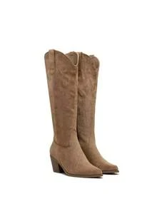 Women's Western Style Rhinestone Embellished Mid-Calf Boots - Camel 5656 - View 2