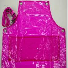 UNIQUEFORYOU Pink TPU Transparent Apron Women Men Hairstylist Aprons,3 Pockets Cross-Back Adjustable Apron,Hair Salon Work Apron,Fashion Home Kitchen Outdoor Painting Aprons Waterproof Grease-Proof Stain-Resistant Apron,Kitchen,Bathroom,Home,Household Suppliers - Pink Ribbon - View 10