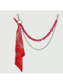 2 件嘻哈裤配饰套装：亚克力多层链条 + 方形围巾，休闲街头嘻哈风格 - 彩色 - 查看 14