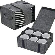 2PCS Caravan Plate Holder Tableware Storage Bag For Motorhome Campervan Boat Cupboard - Dark Grey - View 9