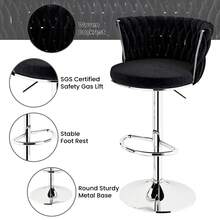 LAMERGE Stylish Bar Stool Set With Backrest Footstool Rotatable, Adjustable Cushion, Kitchen Island Chair, Four Colors, Metal Support(2pcs)