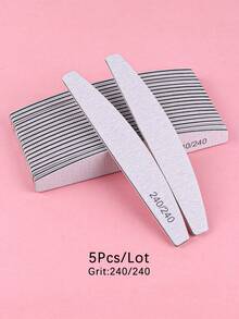 5pcs/10pcs Professional Nail Files, New Colorful Crescent Nail Files, Reusable Double-Sided Sandpaper Boards, 80/100/150/180/240 Grit Durable Zebra Nail Files, Suitable For Natural Nails/Acrylic Nails/Foot Care - Light Grey - View 14
