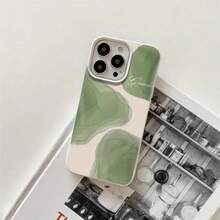 Phone 1PC Fundas protectoras y fundas protectoras de imitación con orificios grandes con estampado de bloques verdes, adecuadas para phone16promax, 16 15pro, 14 14 Plus/14 Promax, 13 13 Pro, 12Pro, 11/11 Pro Pro Series. Regalos Cumpleaños Y Fiestas - Blanco - Ver 1