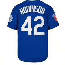 Jackie Robinson #42 Legend Men Blue Baseball Jersey,Exquisite Embroidery Vintage Sweatshirt, Professional Game Baseball Shirt - Blue - View 4