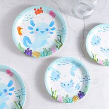 Set Piring, Gelas, Kotak Popcorn, dan Wadah Makanan Sekali Pakai Motif Axolotl Biru, Perlengkapan Pesta Cocok untuk 24 Tamu, Set Peralatan Makan Pesta Piring Kertas Sekali Pakai untuk Ulang Tahun, Pernikahan, Pesta, dan Piknik Keluarga - Beraneka warna - View 5