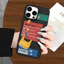 Funda protectora para phone con diseño de etiqueta de color y orificios grandes. Compatible con phone 16 Pro Max, 16, 15 Pro, 14, 14 Plus/14 Pro Max, 13, 13 Pro, 12 Pro, 11/11 Pro. Regalos para cumpleaños y fiestas. - Negro - Ver 7