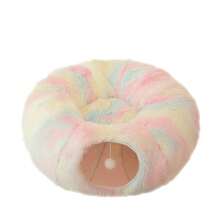 Plush Cat Tunnel With Cushion, Detachable & Washable Multi-Functional Cat Play Tunnel, Cozy Deep Sleep - Multicolor - View 12