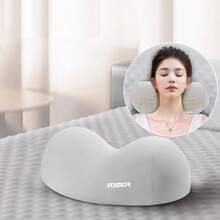 1个双球颈椎枕，记忆棉颈枕，睡眠颈枕，仰卧和侧卧颈部支撑枕，男女通用，四季舒适 - 灰色 - 查看 11
