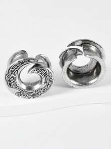 1个不锈钢银色漩涡耳塞，简约设计，耳廓扩张器，耳洞扩耳器，穿刺饰品 - 如圖 - 查看 6