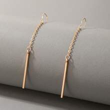 European And American New Style Jewelry Simple Geometric Three-Dimensional Rectangular Stick Earrings Women Ear Hooks Ear Pendants Fashionable Ear Jewelry - 17174 Bạc - Xem 8