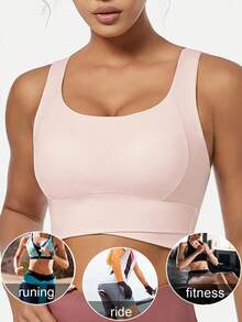 Yoga Tank Top, Breathable Sports Bra With Shock Absorption And Shaping Function, Sculpts Beautiful Back Lines, Suitable For Fitness Exercises Pink Spring - Pink - View 6