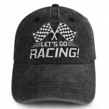 Race Car Hats For Men Women, Funny Adjustable Washed Cotton Embroidered Checkered Flag Racing Baseball Cap, Gifts For Friends Car Enthusiast Fans Driver Birthday Party Supplies Outdoor Sports - màu đen - Xem 1
