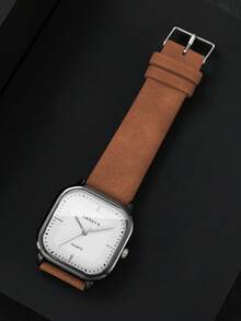 3pcs/Set Men's Fashion Square Minimalist Scale Dial Quartz Wrist Watch & Belt Combo Set (Watch Box Not Included) - Multicolor - View 10