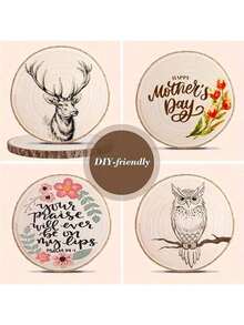 4pcs Natural Wood Slices, Suitable For Centerpiece Decorations And Crafts - Great For Painting, DIY Projects, Wedding Decor And Christmas Decorations - Rustic Wooden Cutouts With Candle And Pine Cone Decor, Perfect For Room Decor, Bedroom, Home, Dining Room, Kitchen, Hotel, Woodworking Tools And Accessories (Freshly Cut Wood, Slightly Varying Shapes)