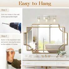 Gold Mirror For Wall, 32"X48" Large Decorative Mirrors For Wall Decor, Polished Bevelled Full Length Long Mirror For Living Room, Bathroom, Bedroom, Entryway - 金色 - 查看 6