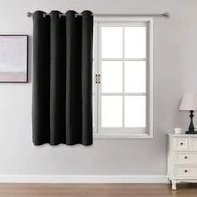 1pc/2pcs Linen-Like Blackout Curtains, Available In Multiple Sizes For Bedroom, Living Room, Home Theater, Dining Room, With Eyelets - Black - View 40