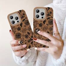 Funda para phone (1 unidad). Compatible con phone 16 Pro, 15/14 Plus. Funda retro de piel sintética con diseño de piel de oveja. Diseño artístico y moderno en color marrón. Suave y cómoda, ideal para hombres y mujeres. - Colores mixtos 1 - Ver 4