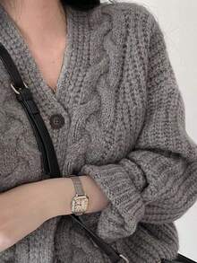 JIANHU 女式复古粗针织开衫，秋冬季 - 正面纽扣，长袖，非常适合情人节及其他场合
