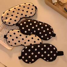 1 PC Polka Dot Pattern Imitation Silk Fabric Elastic Band Light Blocking Sleep Mask - trắng - Xem 4